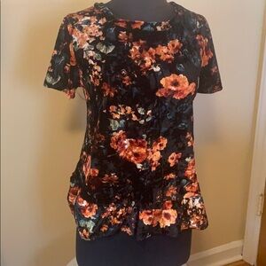 EUC Size M Altar’d state Velvet Floral shirt A1